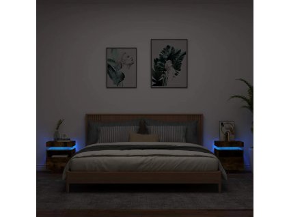 Multidom Nočné stolíky s LED svetlami 2 ks dymový dub 40x39x48,5 cm