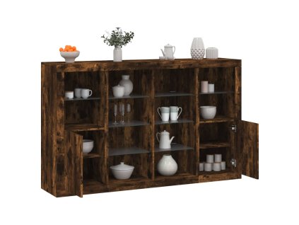 Multidom Komody s LED svetlami 3 ks dymový dub kompozitné drevo