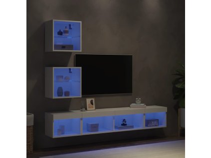 Multidom 5-dielne TV nástenné skrinky s LED biele kompozitné drevo