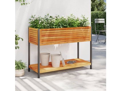 Multidom Záhradný kvetináč s policou 110x45x80 cm masívna akácia a oceľ