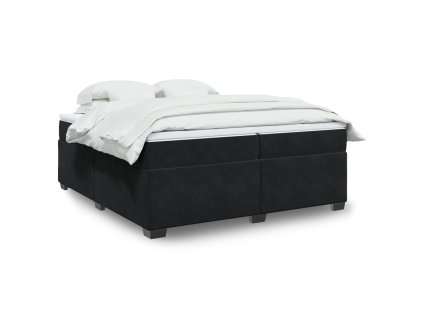 Multidom Posteľný rám boxspring s matracom čierny 200x200 cm zamat