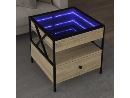 Multidom Konferenčný stolík s nekonečnými LED dub sonoma 50x50x51 cm