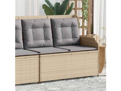 Multidom Sklápacia záhradná lavička s vankúšmi béžová polyratan