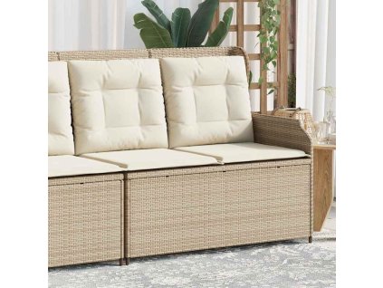 Multidom Sklápacia záhradná lavička s vankúšmi béžová polyratan