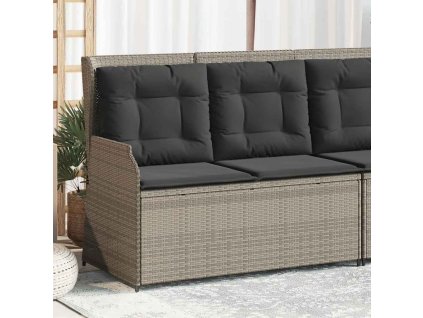 Multidom Sklápacia záhradná lavička s vankúšmi svetlosivá polyratan