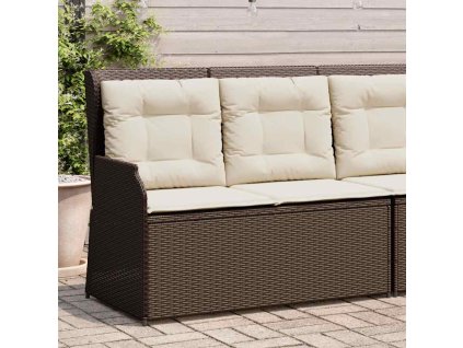 Multidom Sklápacia záhradná lavička s vankúšmi hnedá polyratan