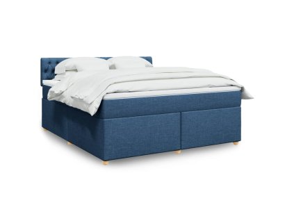 Multidom Posteľný rám boxspring s matracom modrý 180x200 cm látka