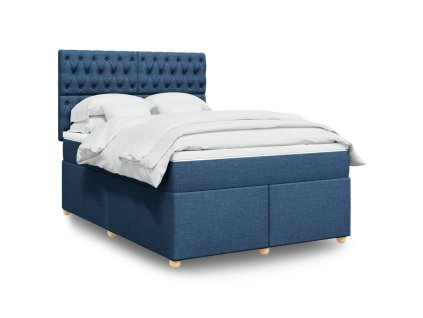 Multidom Posteľný rám boxspring s matracom modrý 140x200 cm látka