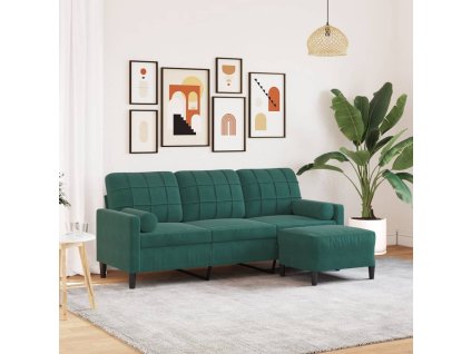 Multidom 3-miestna pohovka s podnožkou tmavozelená 180 cm zamat