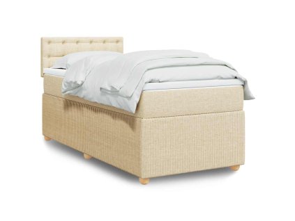Multidom Posteľný rám boxsping s matracom krémový 80x200 cm látka