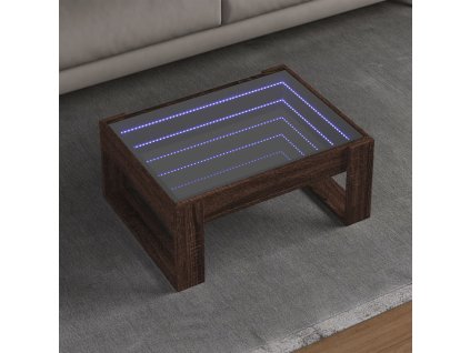 Multidom Konferenčný stolík s nekonečnými LED hnedý dub 70x53x30 cm