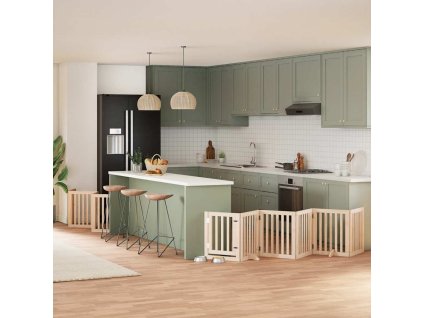 Multidom Brána pre psa s dverami skladacia 15panely 750cm topoľové drevo