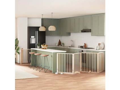 Multidom Brána pre psa s dverami sklad. 12 panelov 960 cm topoľové drevo