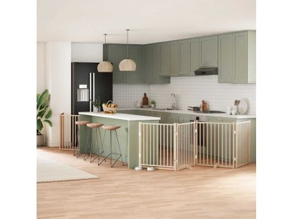 Multidom Brána pre psa s dverami sklad. 6 panelov 480 cm topoľové drevo