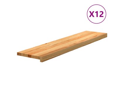 Multidom Schodiskové stupne 12 ks svetlohnedá 110x30x2 cm dubový masív