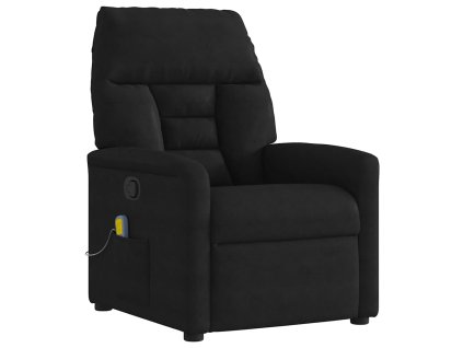 Multidom Masážne polohovacie kreslo čierne mikrovláknová látka