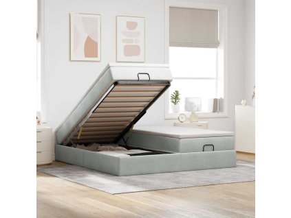 Multidom Osmanský rám postele s matracmi svetlosivá 200x200 cm zamat