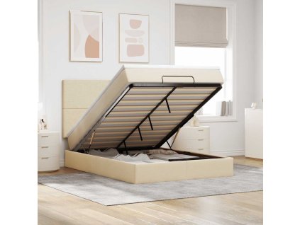 Multidom Osmanská posteľ s matracom krémová 140x200 cm látka