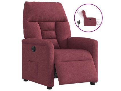 Multidom Elektrické sklápacie kreslo vínovo-červené látkové