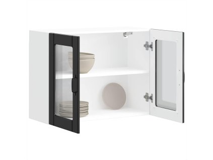 Multidom Kuchynská nástenná skrinka so sklenenými dvierkami Lucca čierna