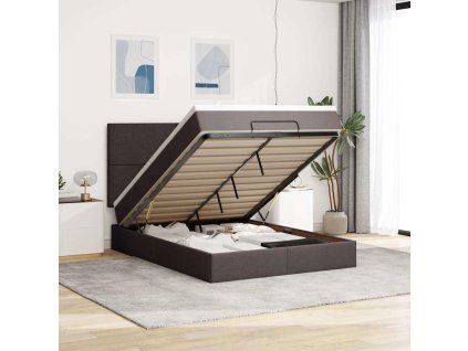 Multidom Osmanská posteľ s matracom Tmavohnedá 140x200cm Látka