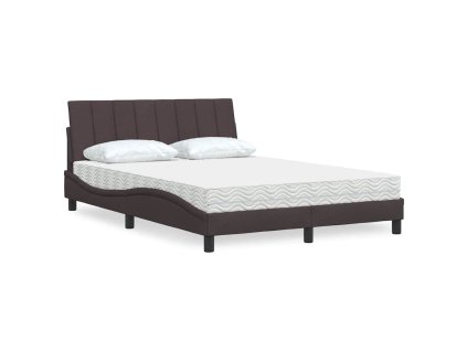 Multidom Posteľ s matracom Hanko tmavohnedá 140x200 cm látka