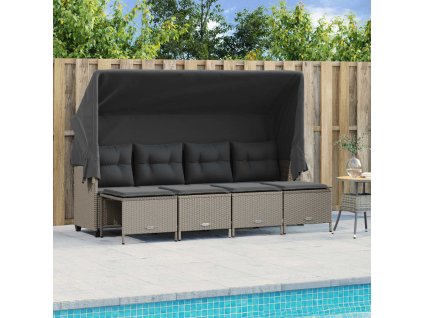 Multidom 5-dielna záhradná súprava pohoviek s vankúšmi svetlosivá