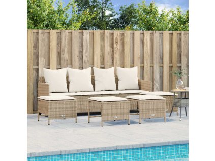 Multidom 5-dielna záhradná súprava pohoviek s vankúšmi béžová polyratan