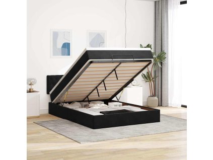 Multidom Osmanská posteľ s matracom Čierna 140x190cm Zamat