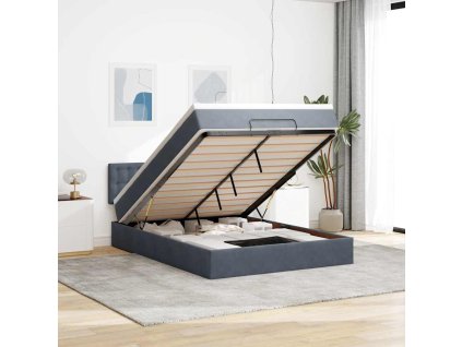 Multidom Osmanská posteľ s matracom tmavosivá 140x190cm zamat