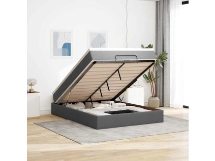 Multidom Osmanská posteľ s matracom Tmavosivá látka 140x190cm