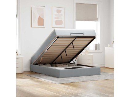 Multidom Osmanská posteľ s matracom Svetlosivá 140x190 cm Látka