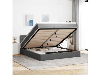 Multidom Osmanská posteľ s matracom a LED diódami tmavosivá látka