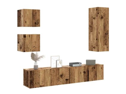 Multidom 5-dielna súprava nástennej TV skrinky, kompozitné drevo