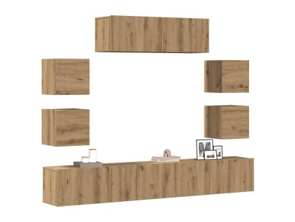 Multidom 7-dielne TV nástenné skrinky dymový dub kompozitné drevo