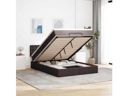 Multidom Osmanská posteľ s matracom a LED diódami tmavohnedá látka