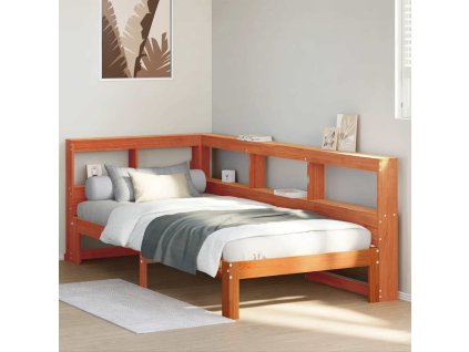 Multidom Posteľ s knižnicou bez matraca vosková 75x190 cm borovica