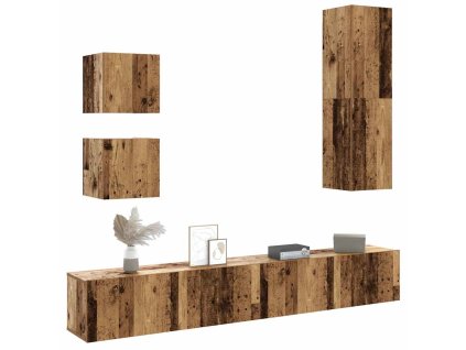 Multidom 5-dielna súprava nástennej TV skrinky, kompozitné drevo