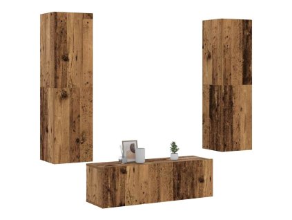 Multidom 3-dielna súprava nástennej TV skrinky, kompozitné drevo