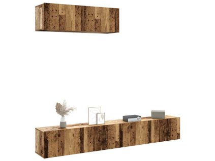 Multidom 3-dielna súprava TV skrinky na stenu Old Wood 100x30x30 cm