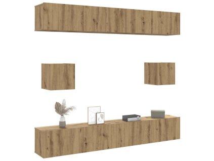 Multidom 6-dielne TV nástenné skrinky dymový dub kompozitné drevo