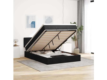 Multidom Osmanská posteľ s matracom a LED diódami čierna 140x190cm zamat