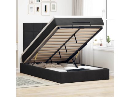 Multidom Osmanská posteľ s matracmi Čierna 120x200cm Zamat