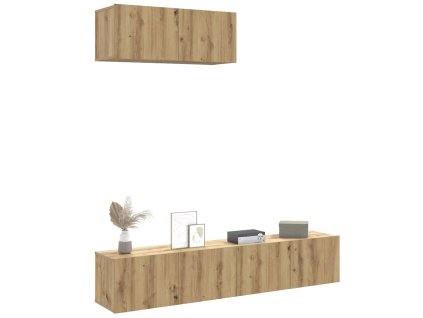 Multidom 3-dielne TV nástenné skrinky dymový dub kompozitné drevo