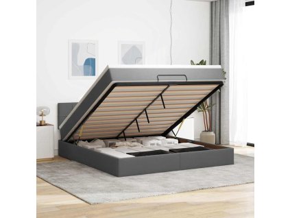 Multidom Osmanská posteľ s matracom a LED diódami tmavosivá látka