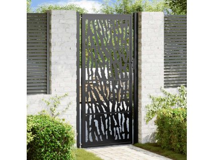 Multidom Záhradná brána čierna 100x200 cm oceľový dizajn s koľajnicami