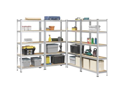 Multidom 5-vrstvové úložné police 4 ks oceľ a spracované drevo