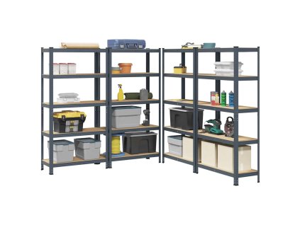 Multidom 5-vrstvové úložné police 4 ks oceľ a spracované drevo