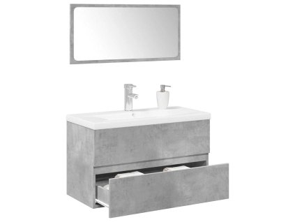 Multidom 3-dielna sada kúpeľňového nábytku betónová kompozitné drevo