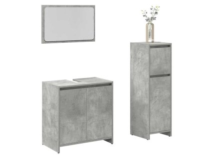 Multidom 3-dielna sada kúpeľňového nábytku betónová kompozitné drevo